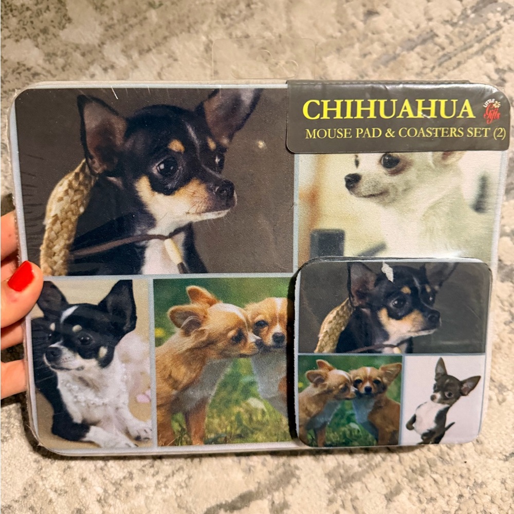 2009 LITTLE GIFTS INC Chihuahua Dog Mouse Pad & Coaster Set Sealed BRAND NEW